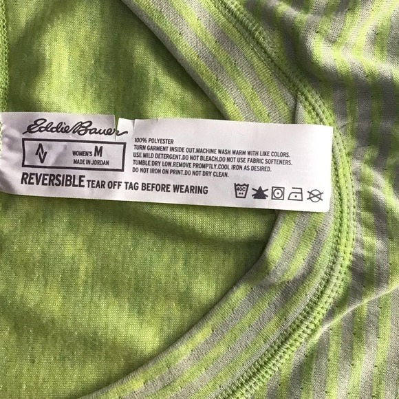 Eddie Bauer | Neon Green Gray Reversible FreeDry Striped Space Dye Shirt M - Picture 5 of 10